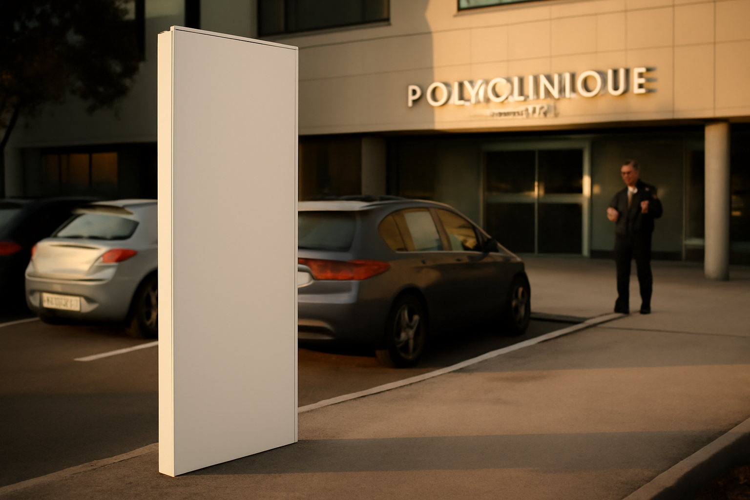 Entrée de la polyclinique de Cholet, accès visiteurs et signalétique